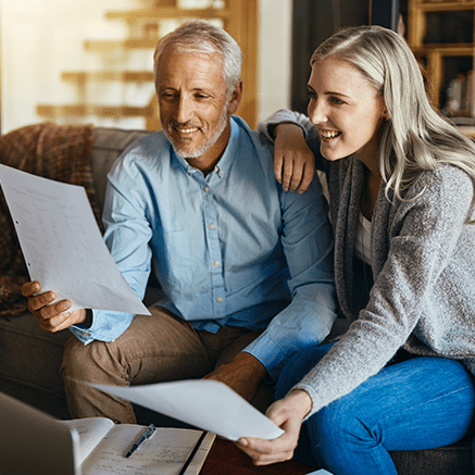 couple looking over bank statements