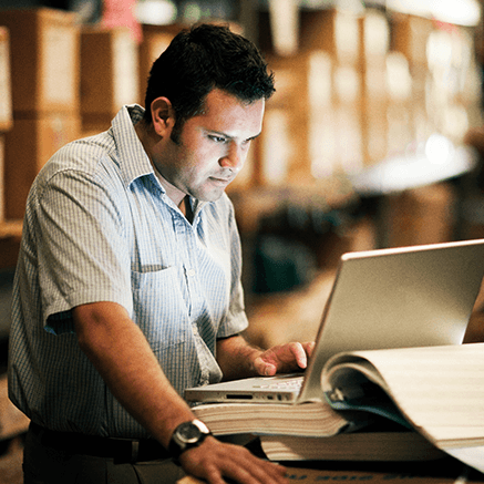 Man looking at laptop