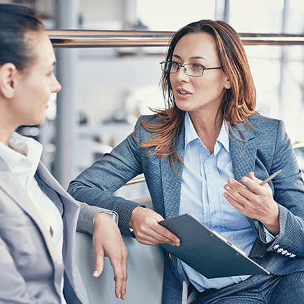 two women talking